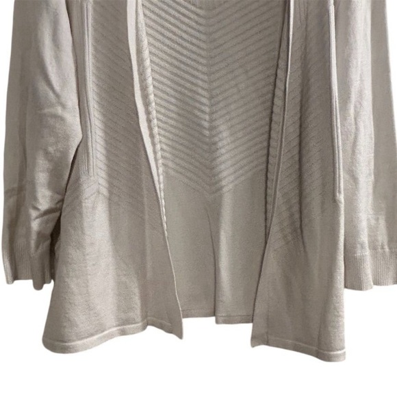 Retrology Women's Open Cardigan Sweater XL Ivory Ribbed Lightweight Casual - Picture 2 of 8